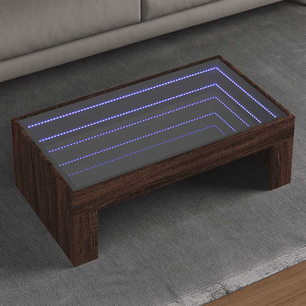 Stolić s beskonačnim LED svjetlima boja hrasta 90x50x30 cm