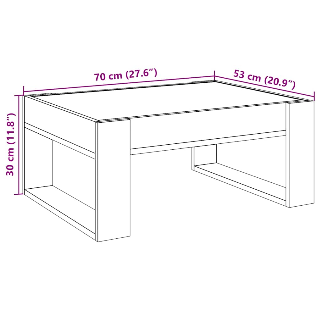 Stolić s beskonačnim LED svjetlima boja hrasta 70x53x30 cm