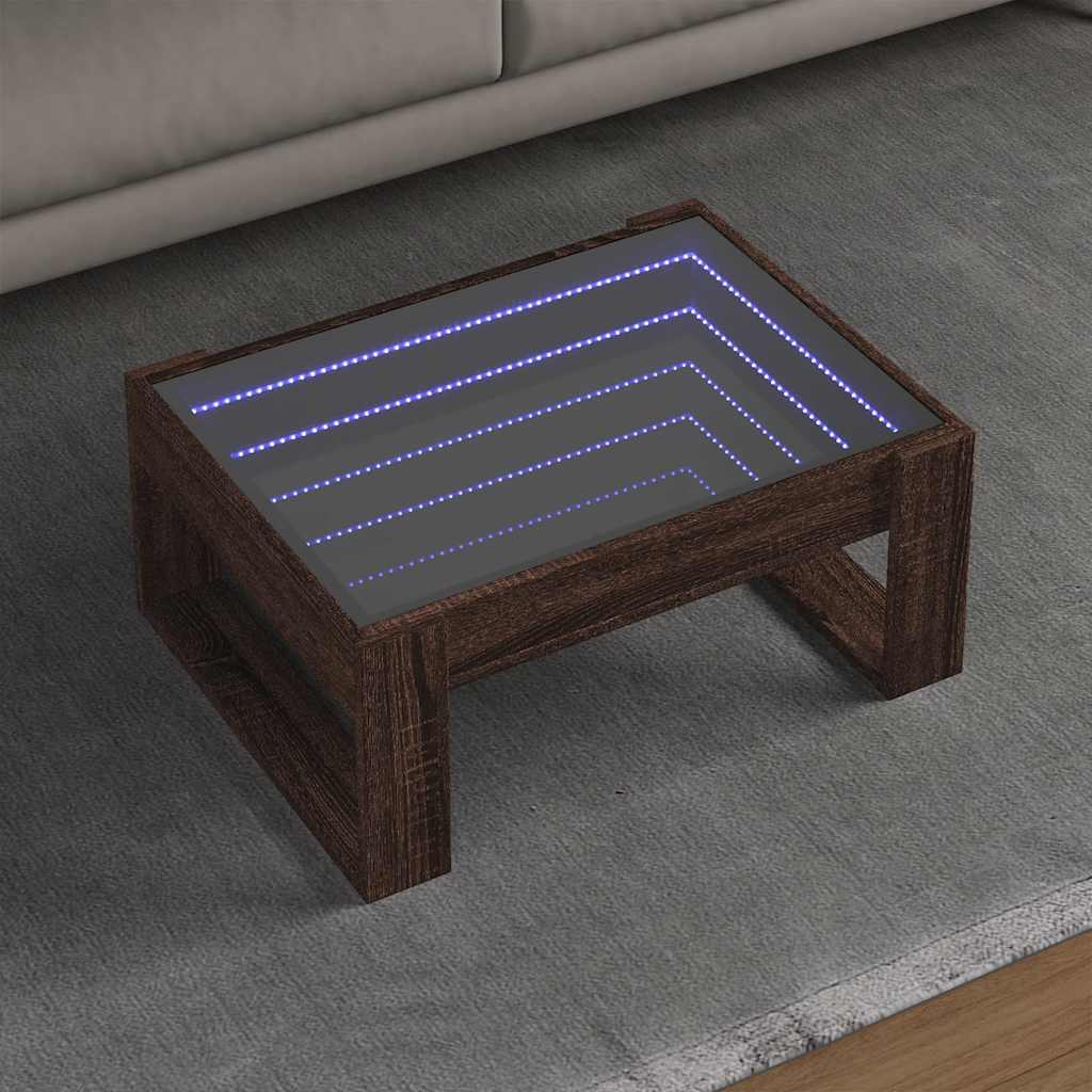 Stolić s beskonačnim LED svjetlima boja hrasta 70x53x30 cm
