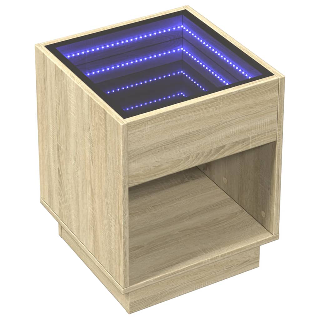 Stolić s beskonačnim LED svjetlima boja hrasta 40x40x50 cm