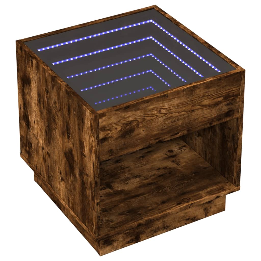 Stolić s beskonačnim LED svjetlima boja hrasta 50x50x50 cm
