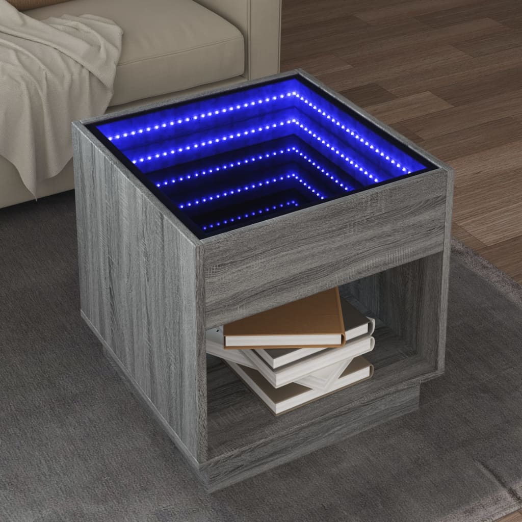 Stolić s beskonačnim LED svjetlima boja hrasta 50x50x50 cm