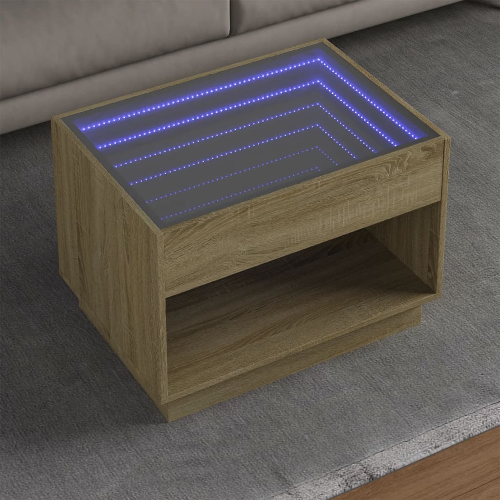 Stolić s beskonačnim LED svjetlima boja hrasta 70x50x50 cm
