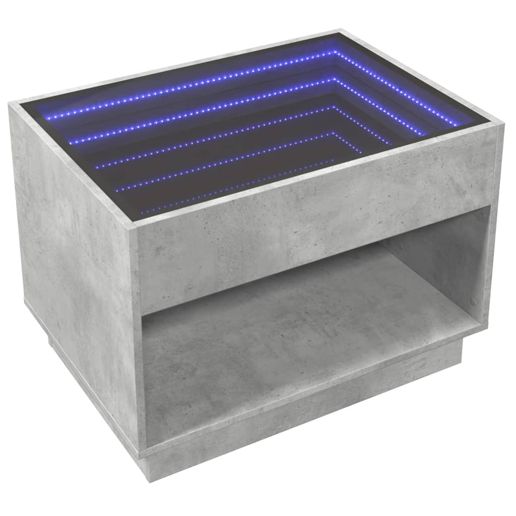 Stolić s beskonačnim LED siva boja betona 70x50x50 cm