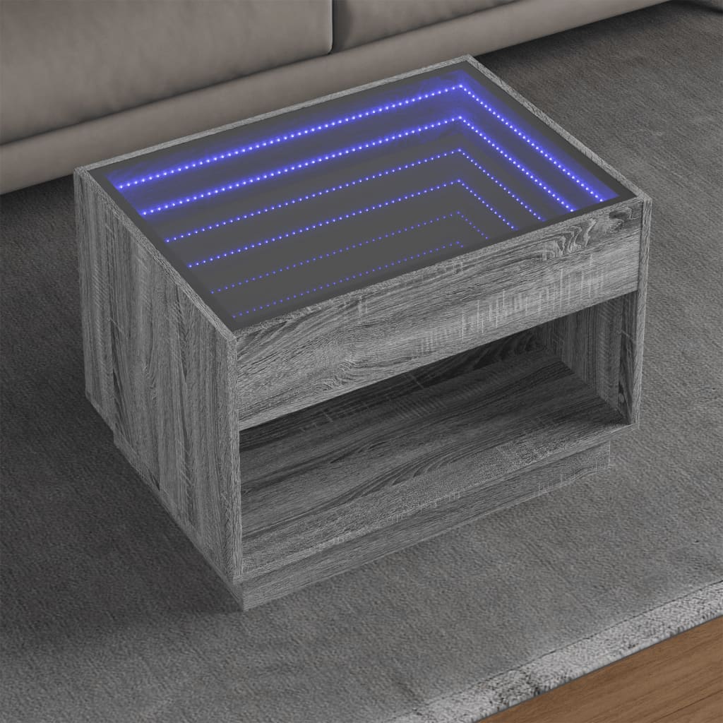 Stolić s beskonačnim LED svjetlima boja hrasta 70x50x50 cm