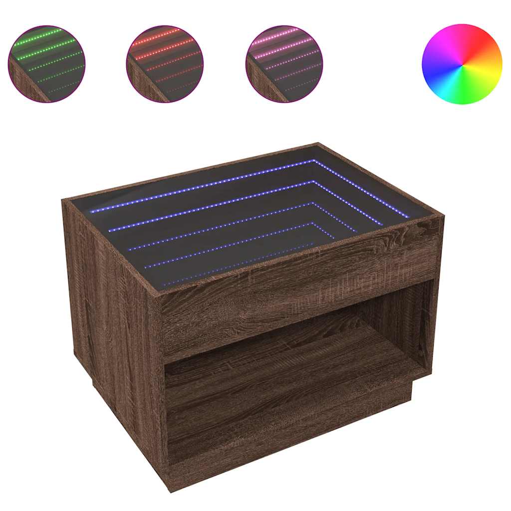 Stolić s beskonačnim LED svjetlima boja hrasta 70x50x50 cm