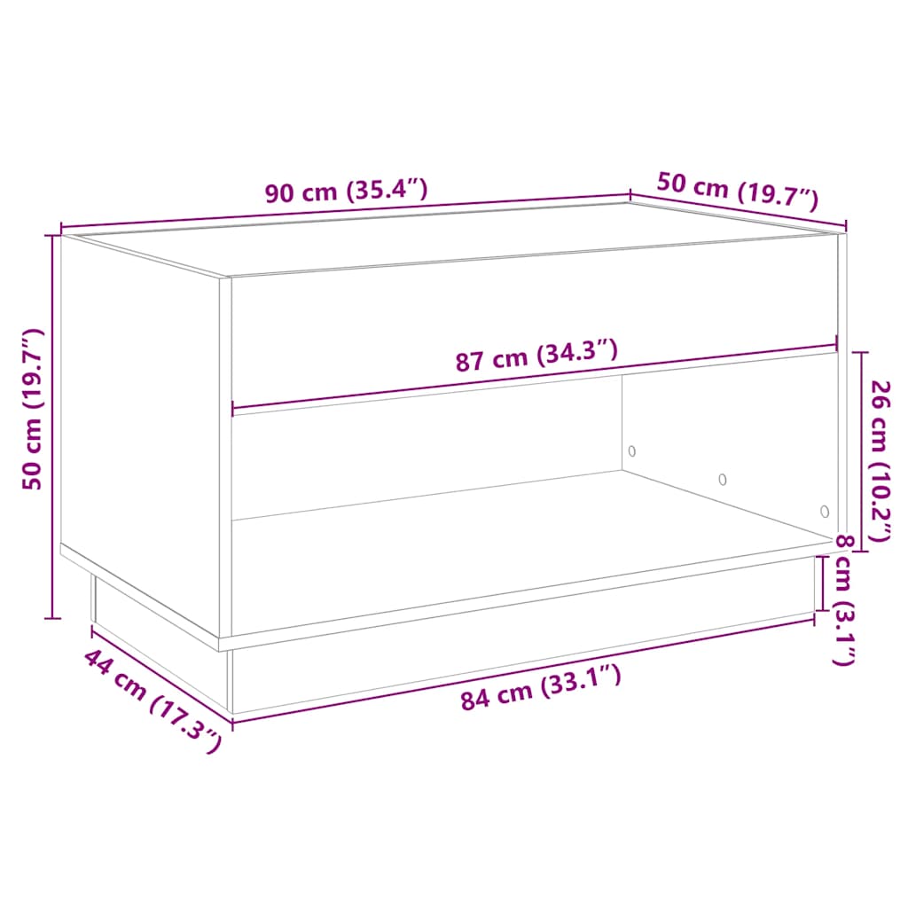 Stolić s beskonačnim LED siva boja betona 90x50x50 cm
