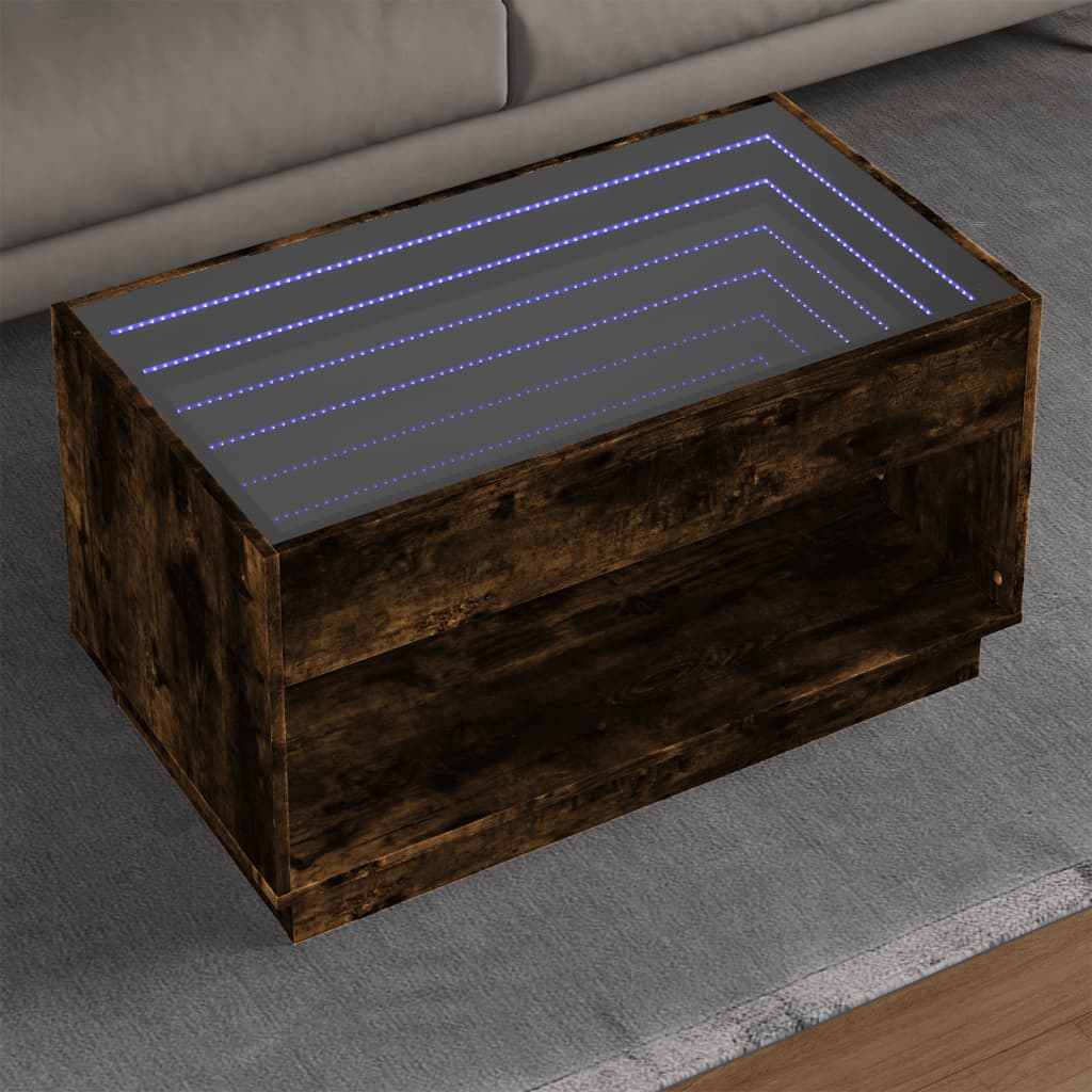 Stolić s beskonačnim LED svjetlima boja hrasta 90x50x50 cm