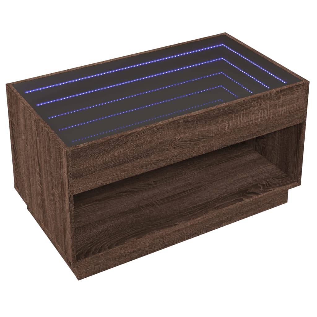 Stolić s beskonačnim LED svjetlima boja hrasta 90x50x50 cm