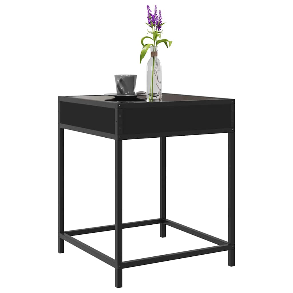 Stolić za kavu s beskonačnim LED svjetlima crni 40 x 40 x 51 cm