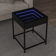 Stolić za kavu s beskonačnim LED svjetlima crni 40 x 40 x 51 cm
