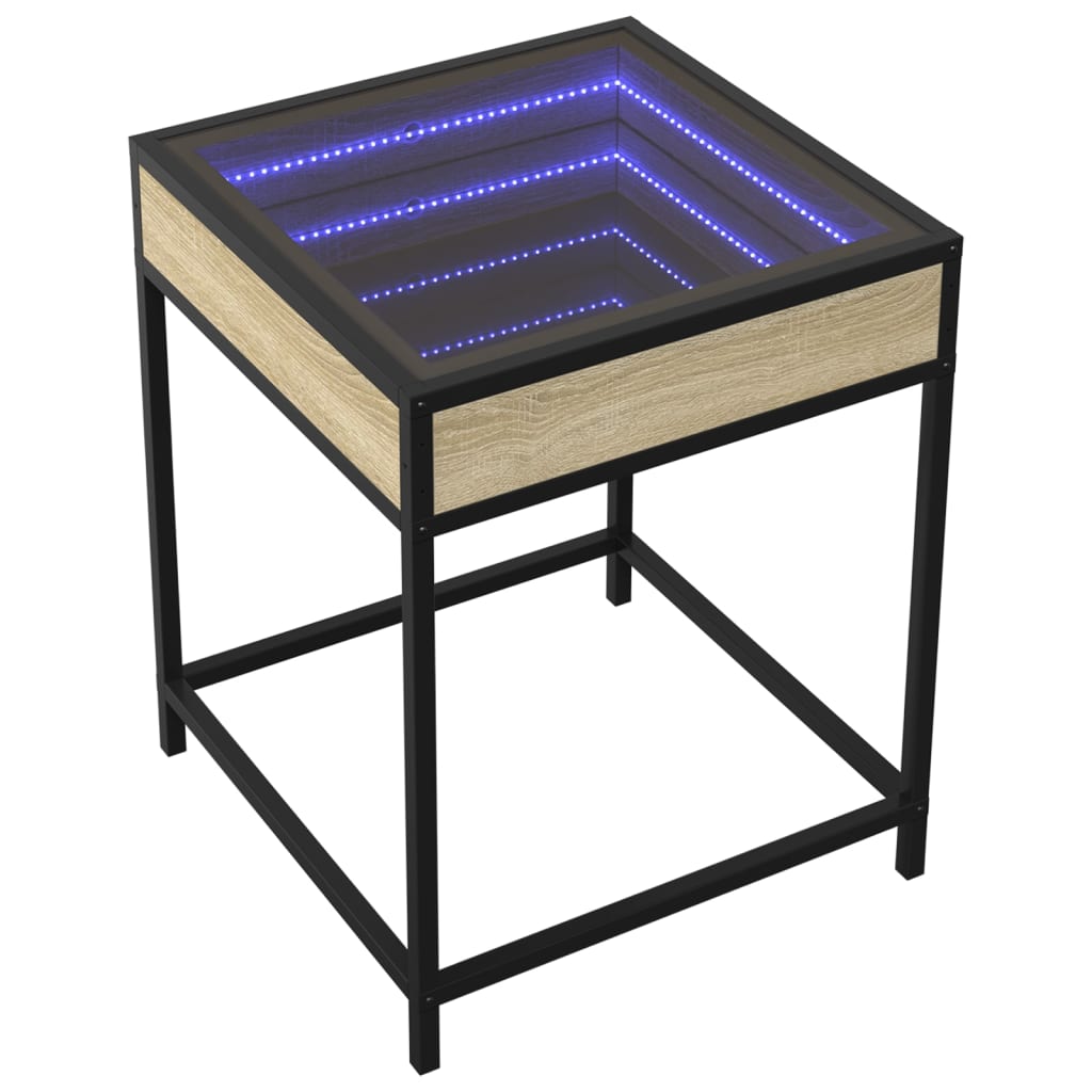 Stolić s beskonačnim LED svjetlima boja hrasta 40 x 40 x 51 cm