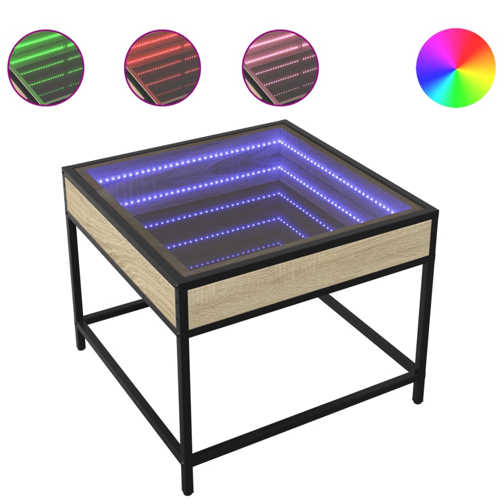 Stolić s beskonačnim LED svjetlima boja hrasta 50x50x41 cm