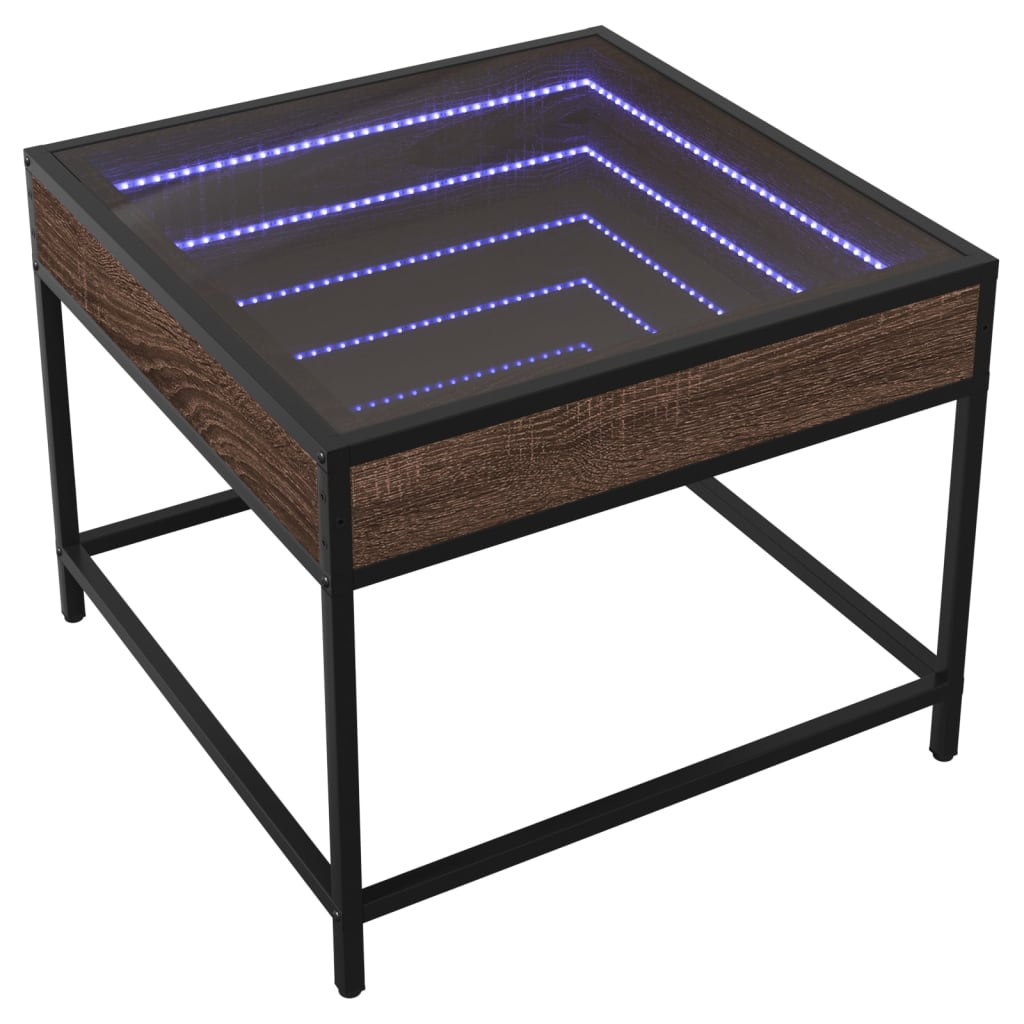Stolić s beskonačnim LED svjetlima boja hrasta 50x50x41 cm