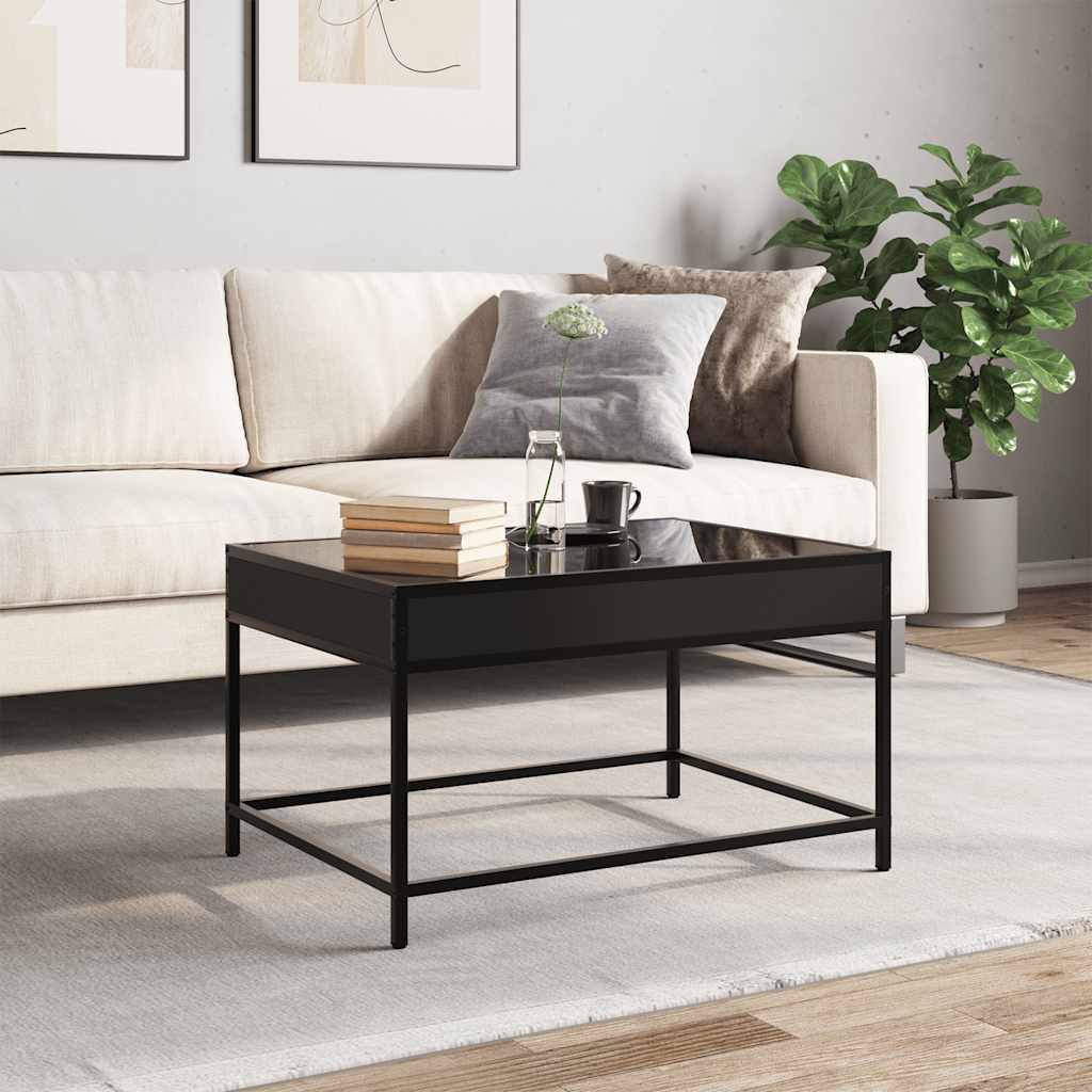 Stolić za kavu s beskonačnim LED svjetlima crni 70 x 50 x 41 cm