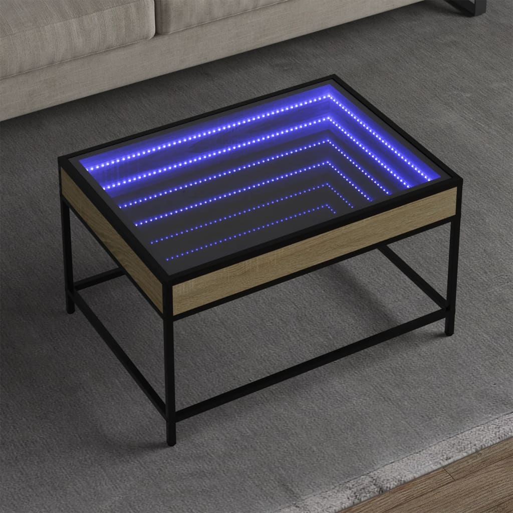Stolić s beskonačnim LED svjetlima boja hrasta 70 x 50 x 41 cm