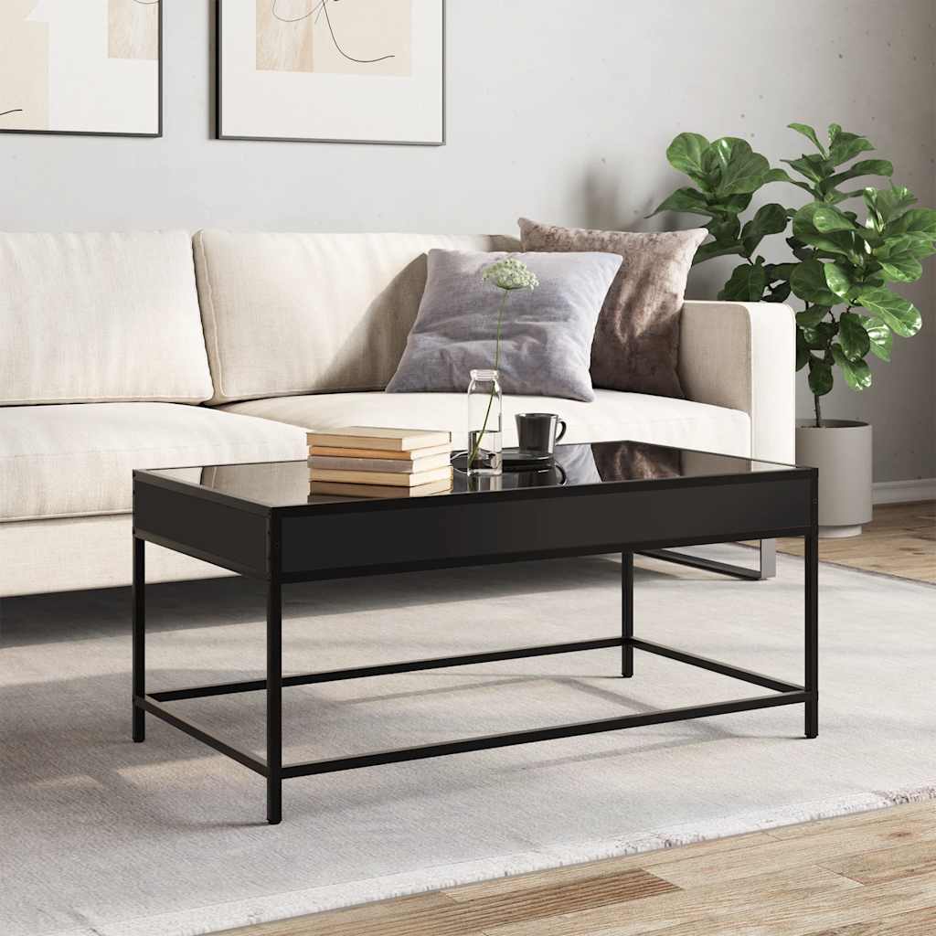 Stolić za kavu s beskonačnim LED svjetlima crni 90x50x41 cm