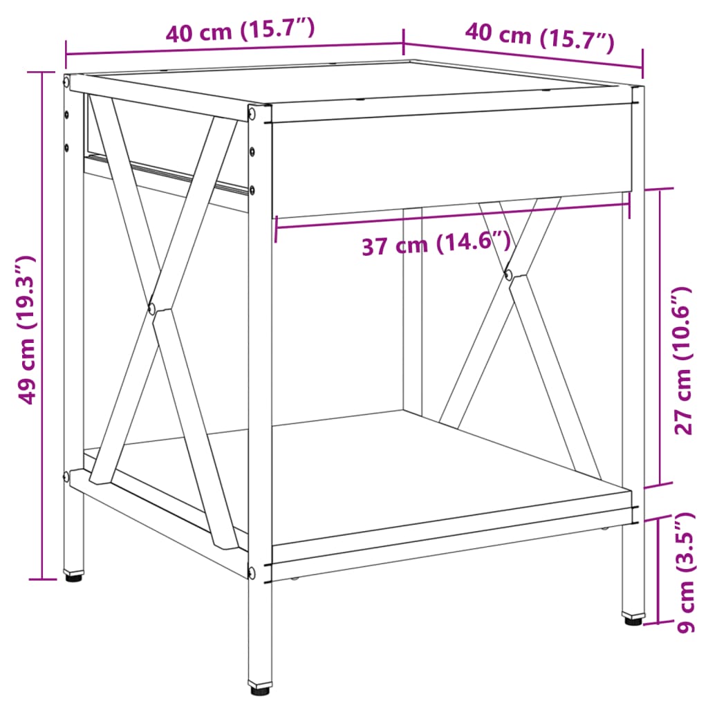 Stolić s beskonačnim LED svjetlima boja hrasta 40x40x49 cm