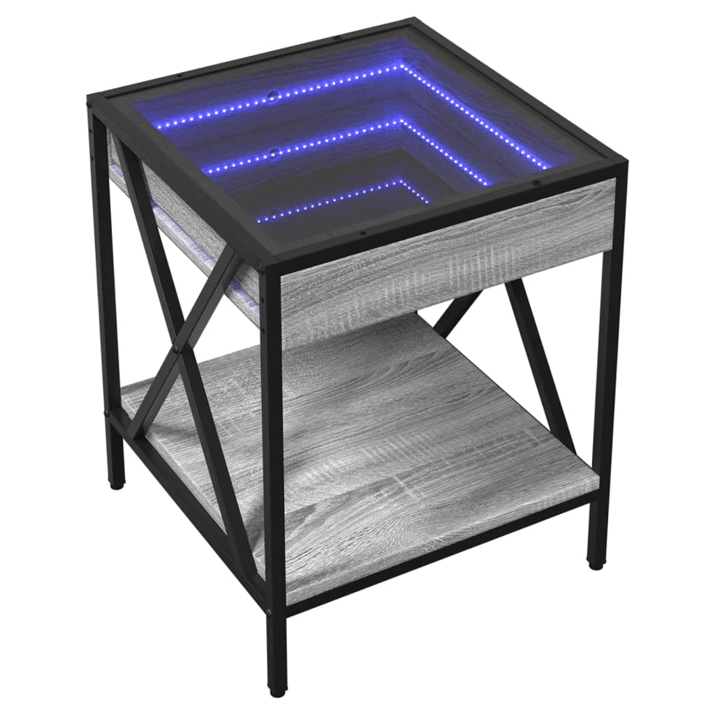 Stolić s beskonačnim LED svjetlima boja hrasta 40x40x49 cm