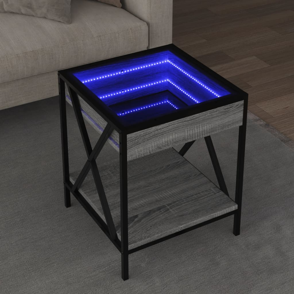 Stolić s beskonačnim LED svjetlima boja hrasta 40x40x49 cm