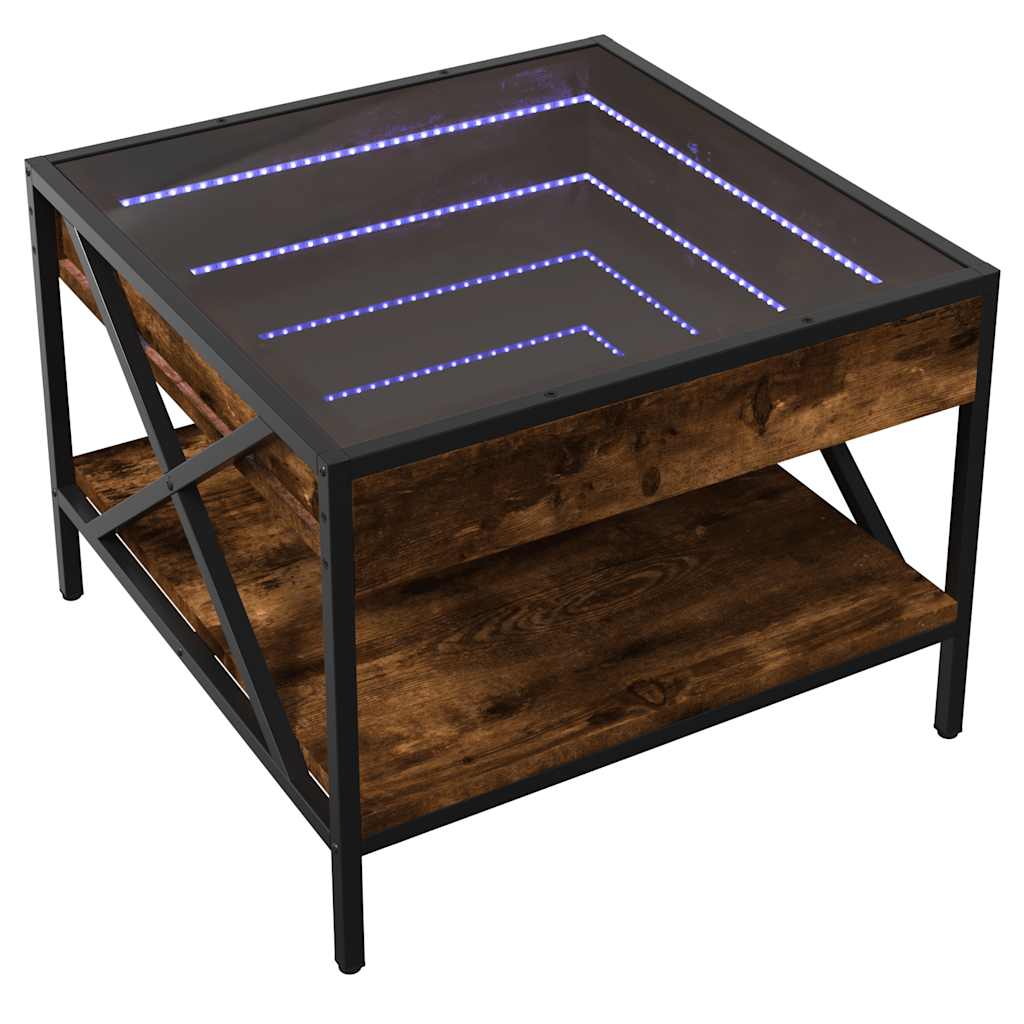 Stolić s beskonačnim LED svjetlima boja hrasta 50x50x38 cm