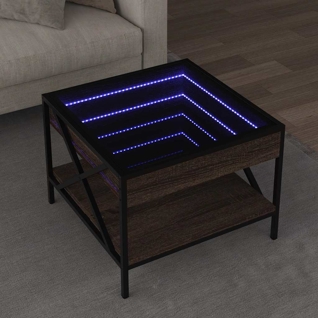 Stolić s beskonačnim LED svjetlima boja hrasta 50x50x38 cm
