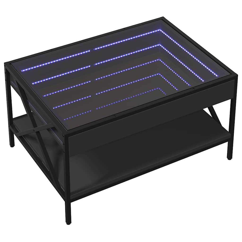 Stolić za kavu s beskonačnim LED svjetlima crni 70x50x38 cm