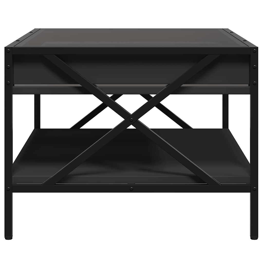 Stolić za kavu s beskonačnim LED svjetlima crni 70x50x38 cm