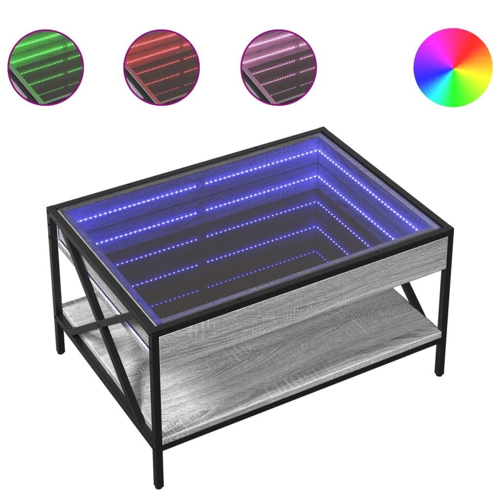 Stolić s beskonačnim LED svjetlima boja hrasta 70x50x38 cm