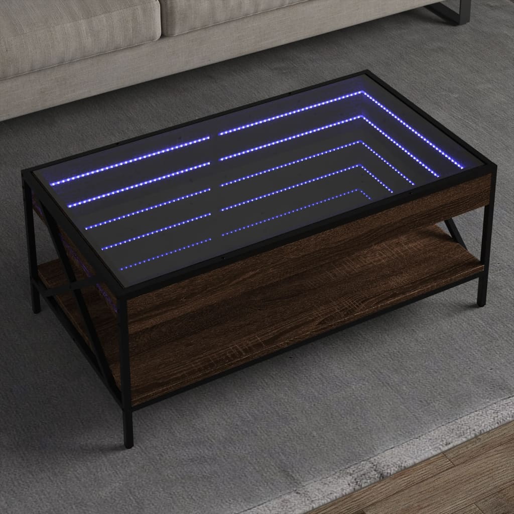Stolić s beskonačnim LED svjetlima boja hrasta 90x50x38 cm