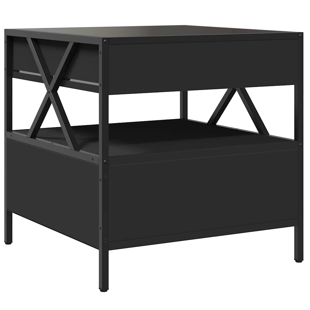 Stolić za kavu s beskonačnim LED svjetlima crni 50 x 50 x 51 cm
