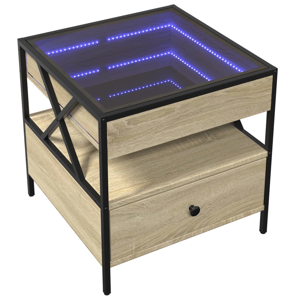 Stolić s beskonačnim LED svjetlima boja hrasta 50x50x51 cm