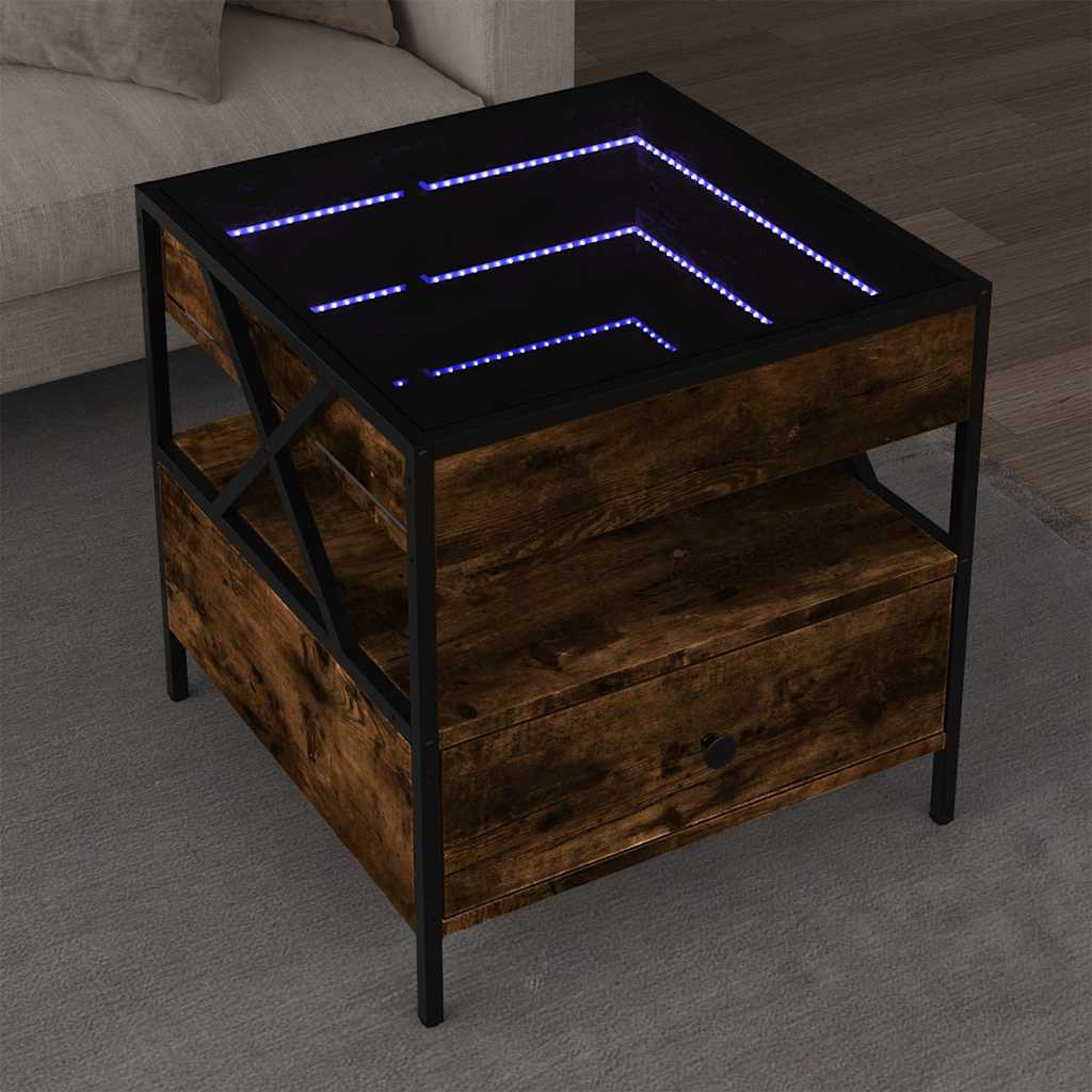 Stolić s beskonačnim LED svjetlima boja hrasta 50x50x51 cm