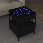 Stolić za kavu s beskonačnim LED svjetlima crni 40 x 40 x 51 cm