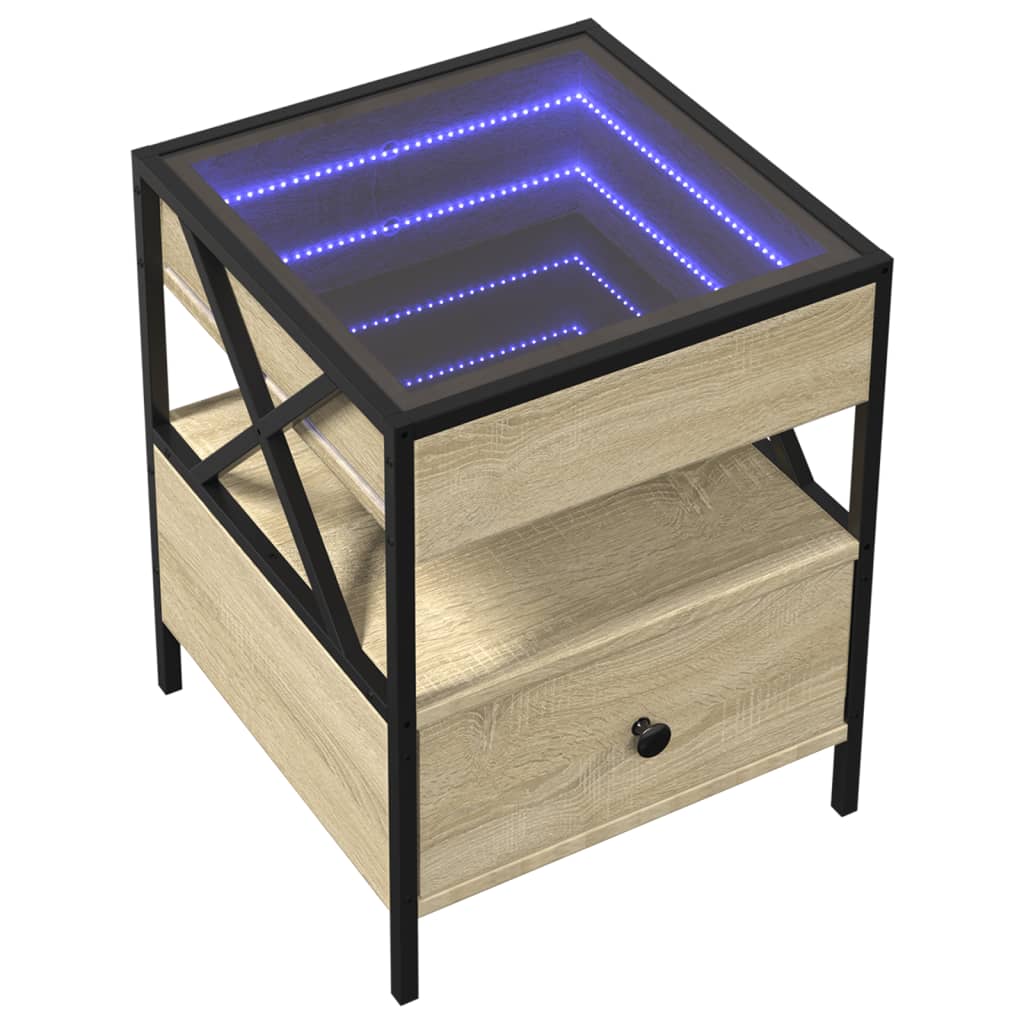 Stolić s beskonačnim LED svjetlima boja hrasta 40 x 40 x 51 cm