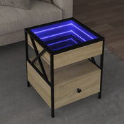 Stolić s beskonačnim LED svjetlima boja hrasta 40 x 40 x 51 cm