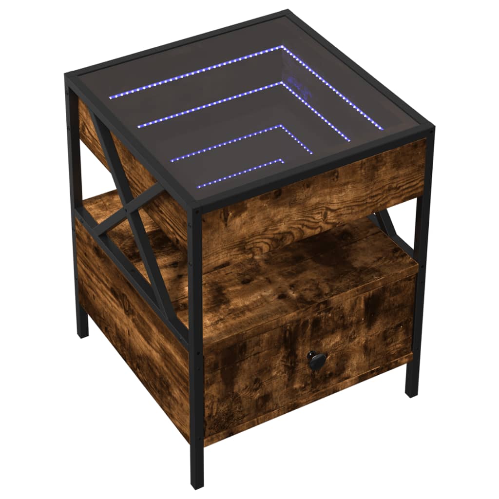 Stolić s beskonačnim LED svjetlima boja hrasta 40 x 40 x 51 cm