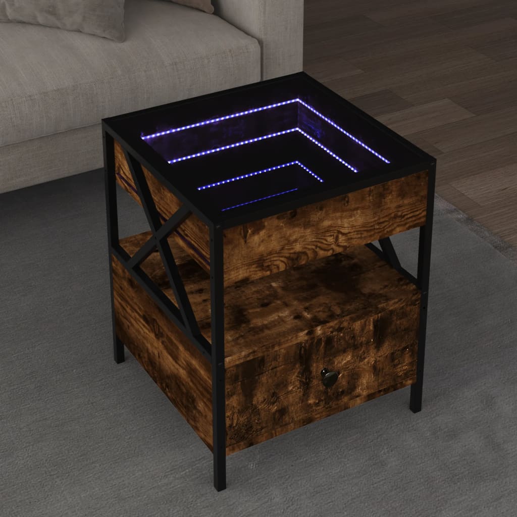 Stolić s beskonačnim LED svjetlima boja hrasta 40 x 40 x 51 cm
