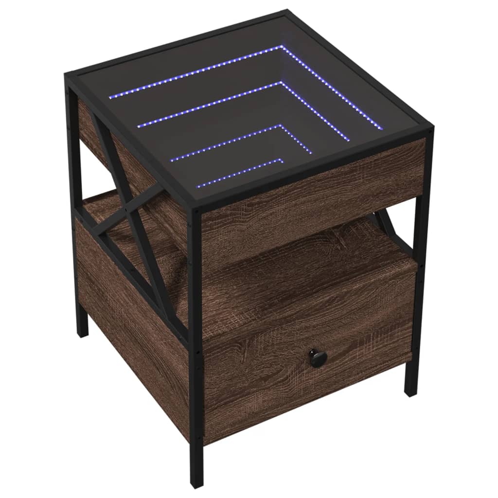 Stolić s beskonačnim LED svjetlima boja hrasta 40 x 40 x 51 cm