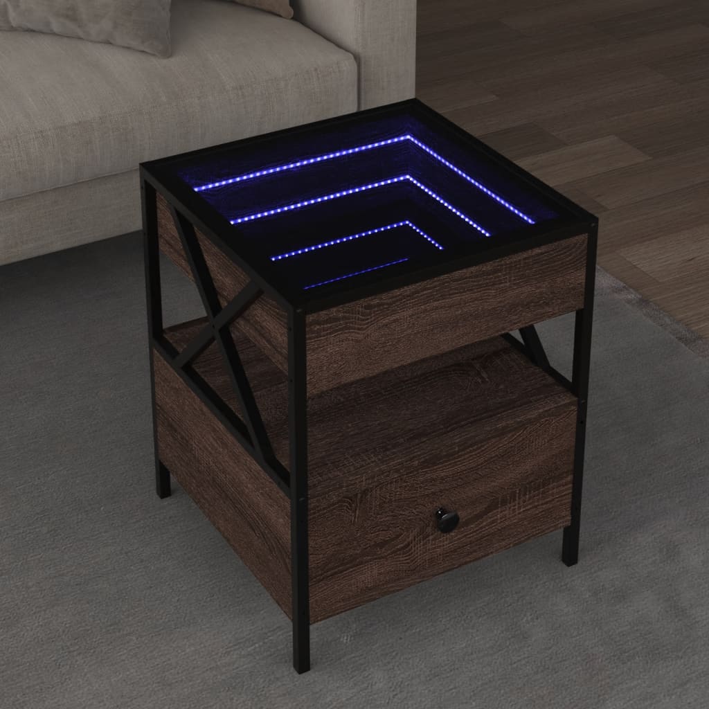 Stolić s beskonačnim LED svjetlima boja hrasta 40 x 40 x 51 cm