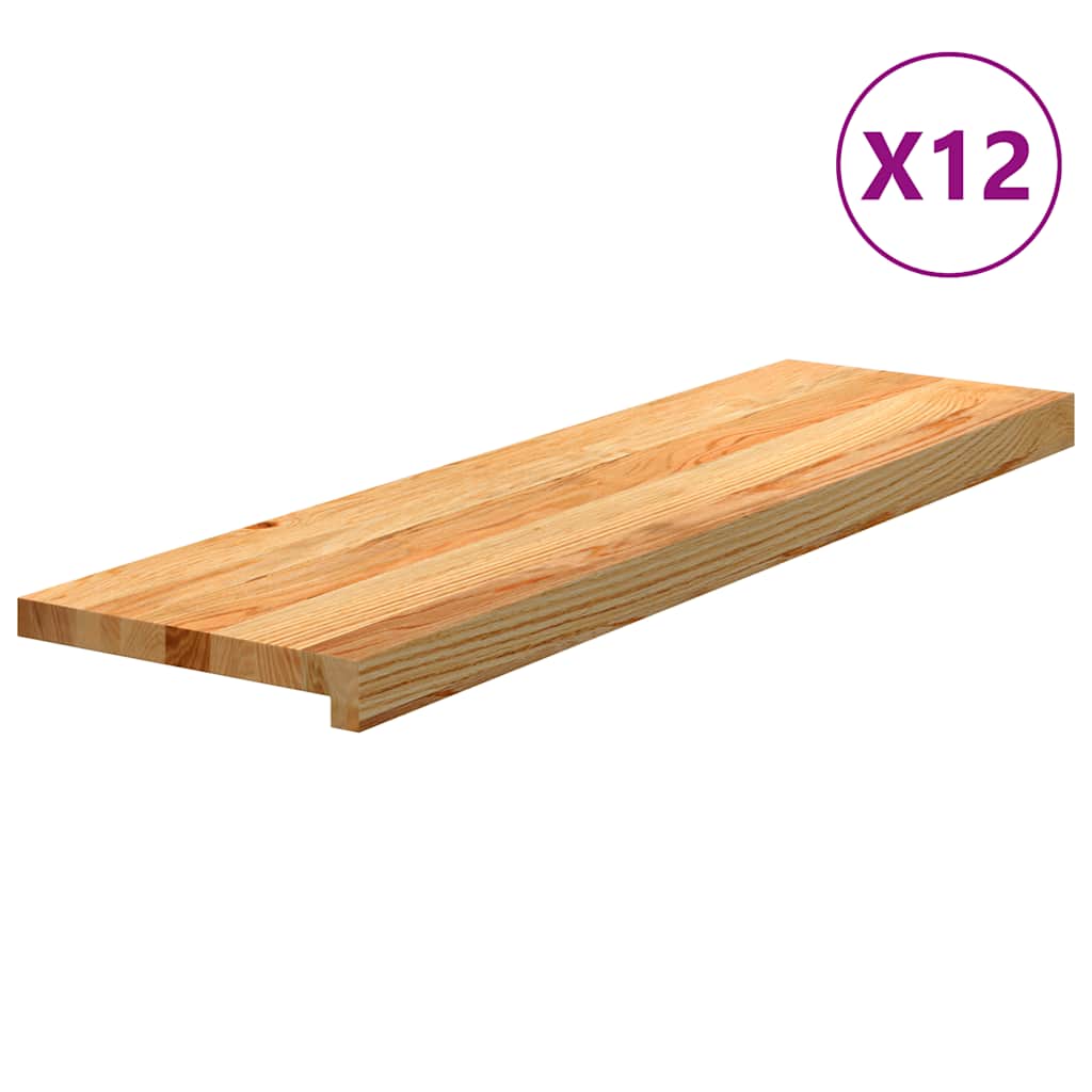 Gazišta stepenice 12 kom svjetlosmeđi 90x30x2 cm masivna hrast