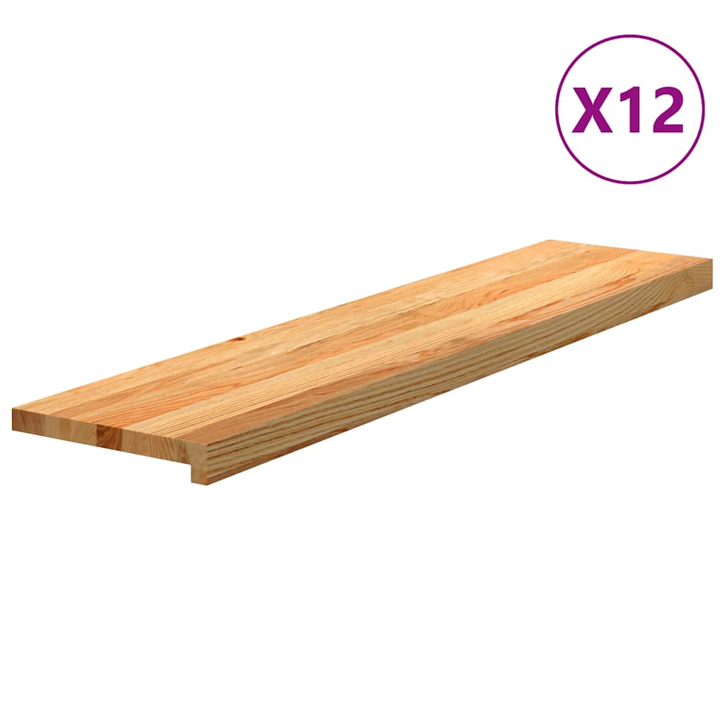 Gazišta stepenice 12 kom svjetlosmeđi 110x30x2 cm masivna hrast