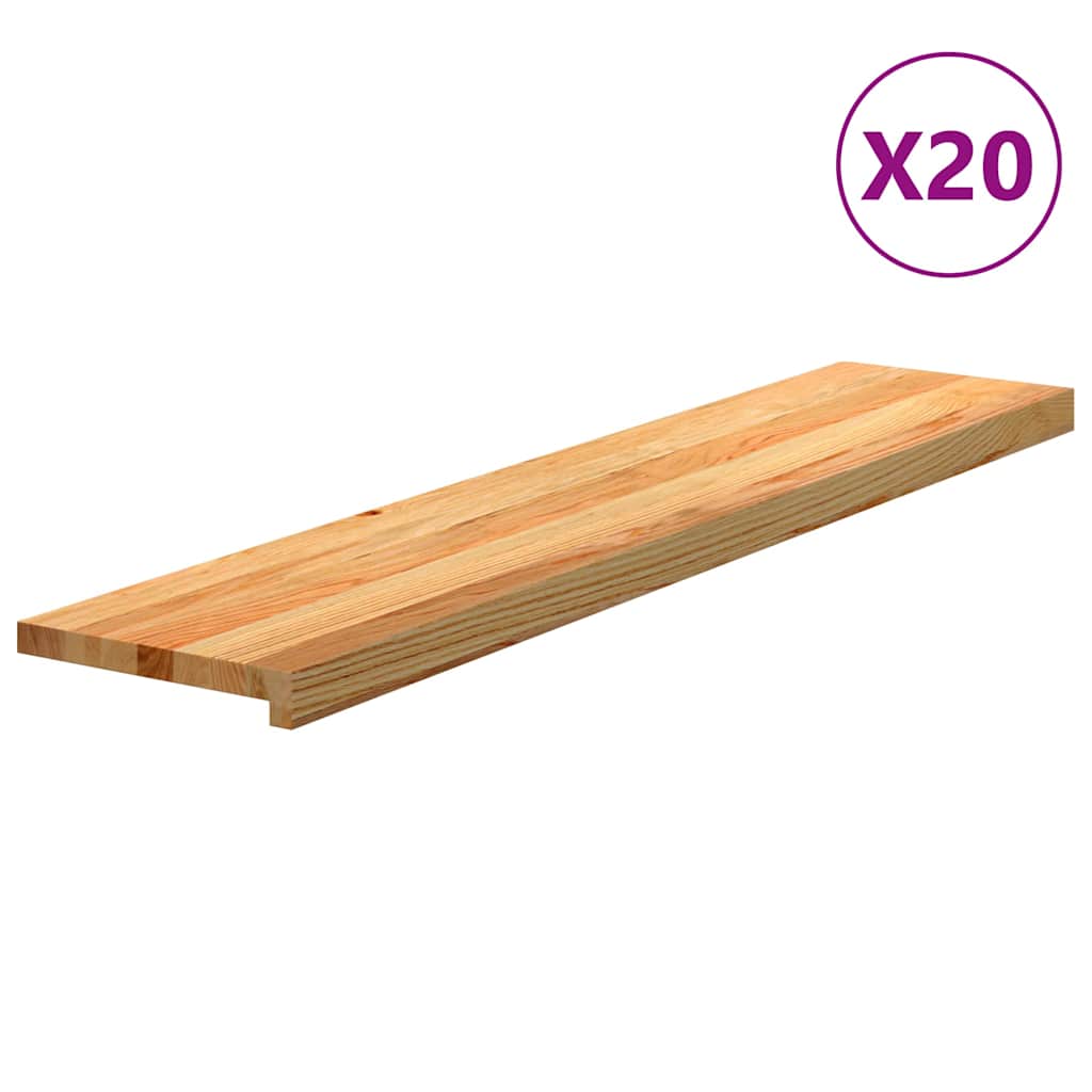 Gazišta stepenice 20 kom svjetlosmeđi 120x30x2 cm masivna hrast
