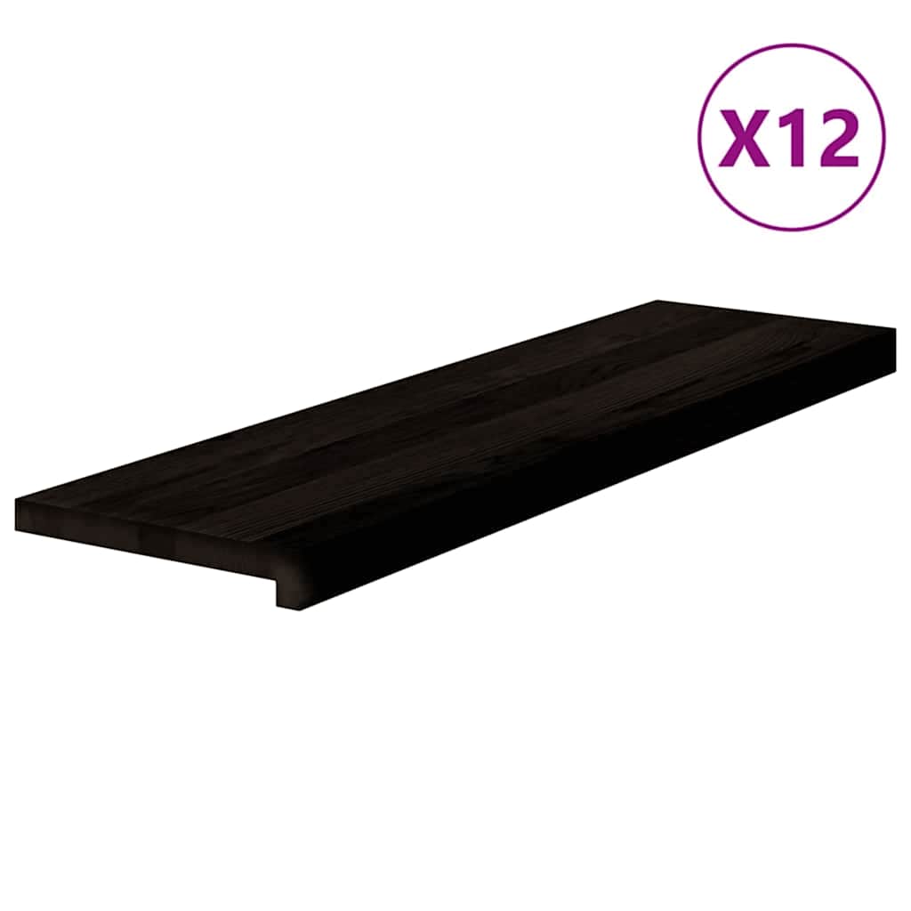 Gazišta stepenice 12 kom tamnosmeđi 90x25x2 cm masivna hrast