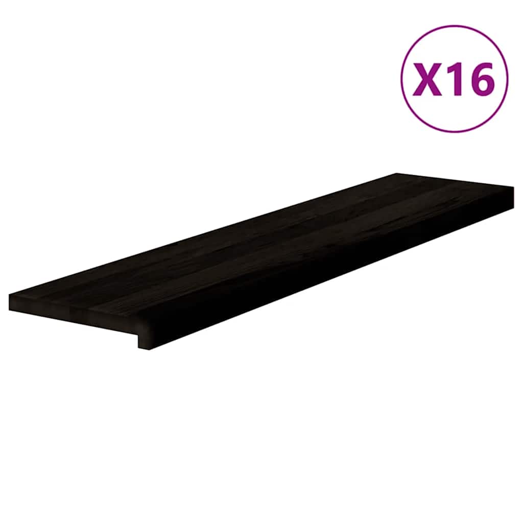 Gazišta stepenice 16 kom tamnosmeđi 110x25x2 cm masivna hrast