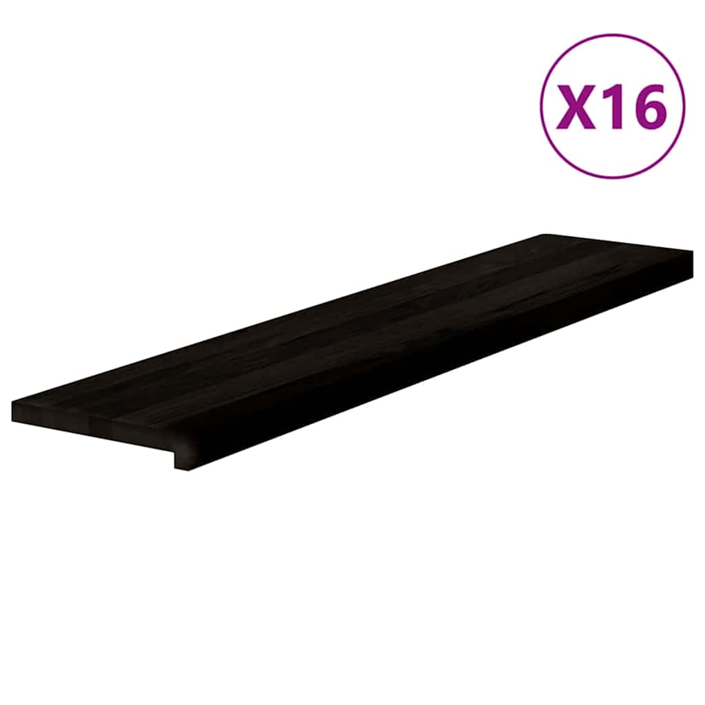 Gazišta stepenice 16 kom tamnosmeđi 120x25x2 cm masivna hrast