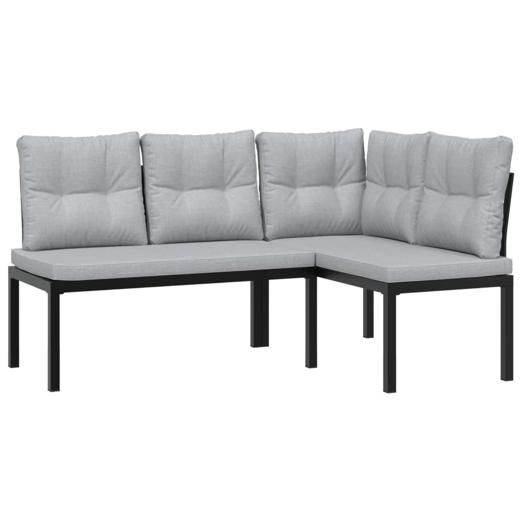 4-dijelni set vrtnih sofa s jastucima čelik obložen prahom crni