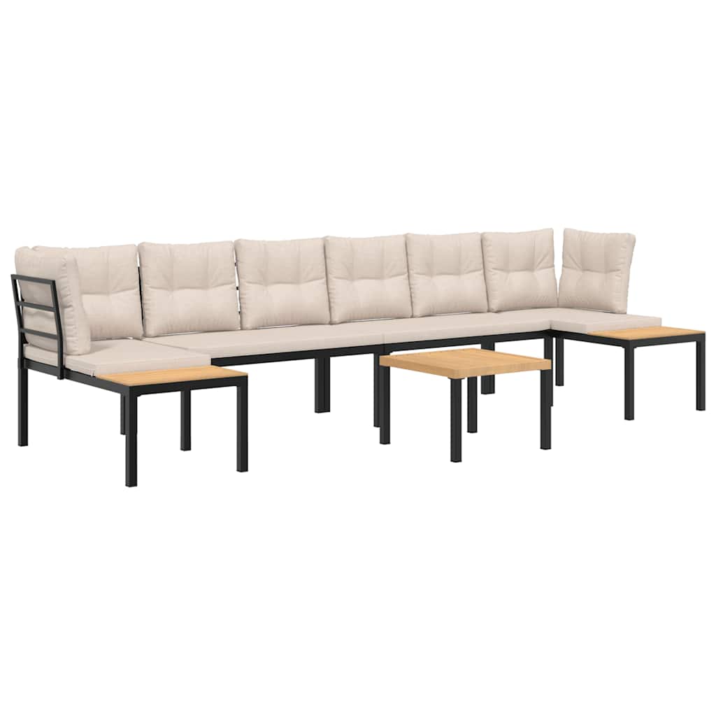 5-dijelni set vrtnih sofa s jastucima čelik obložen prahom crni
