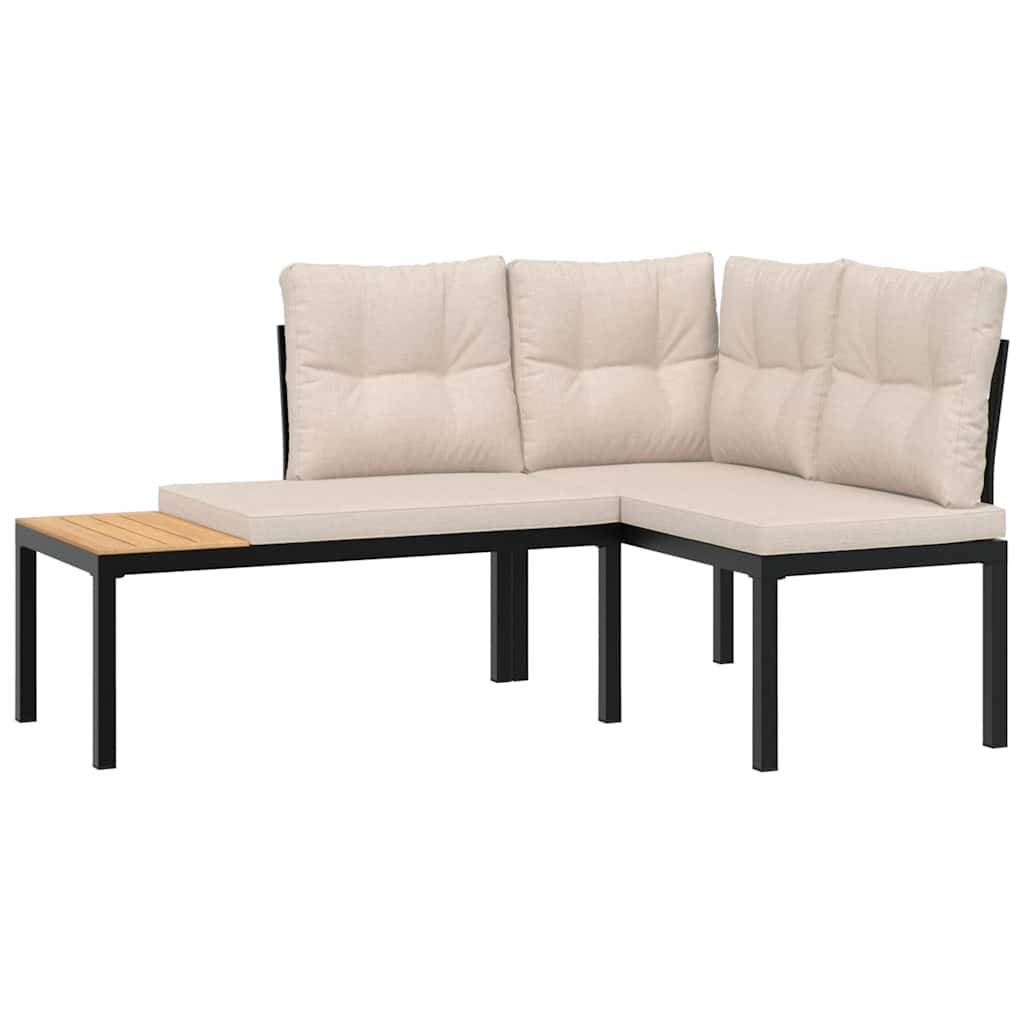 5-dijelni set vrtnih sofa s jastucima čelik obložen prahom crni