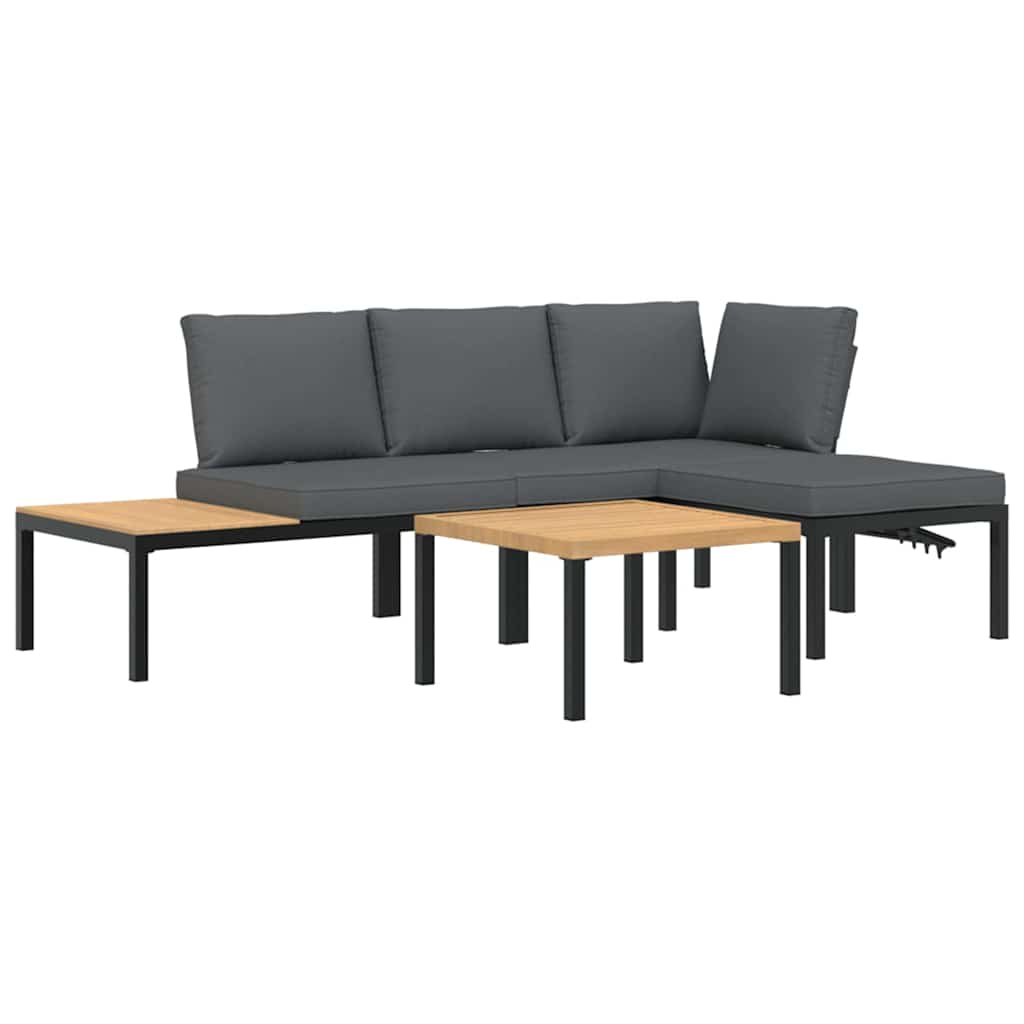 4-dijelni set vrtnih sofa s jastucima crni aluminijski